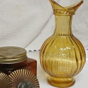 Vintage Avon Amber Glass Vase